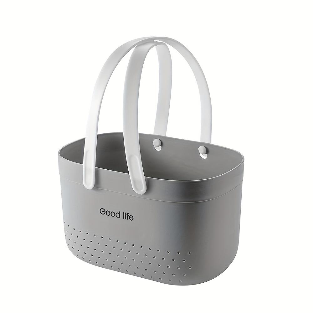 

Solid Color Handheld Shower Basket, Can Store Towels, Shower Gel,Facial Cleanser and Other Bathroom Products At The Same Time серый