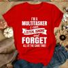 I'm A Multitasker Print T-shirt with Funny Saying Men and Women's Fashion Graphic Tee Black T Shirt Summer Short Sleeve Shirts