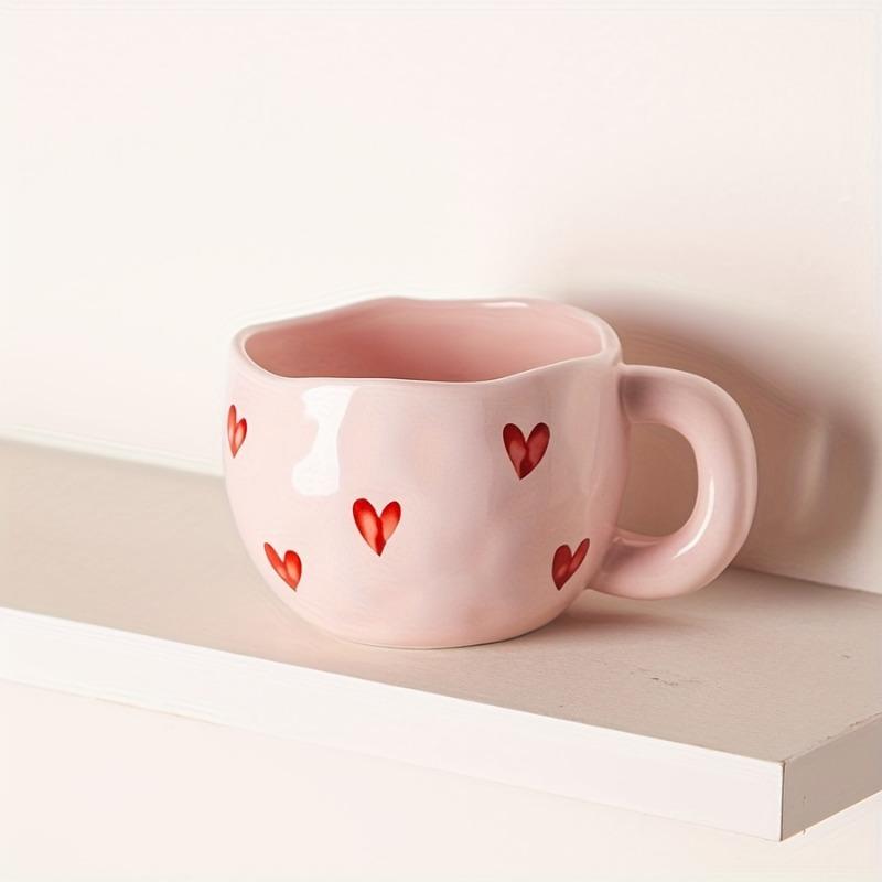1pc 220ml Ceramic Coffee Cup Cute Creative Heart Mug Design for Office and Home Dishwasher and Microwave Safe for Latte Tea Milk