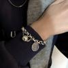 PANJBJ 925 Silve Beads Letters Bracelet for Women Girl Gift Punk Good Luck Simplicity Jewelry