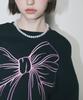 RONRON Big Ribbon Line Sweatshirt Black