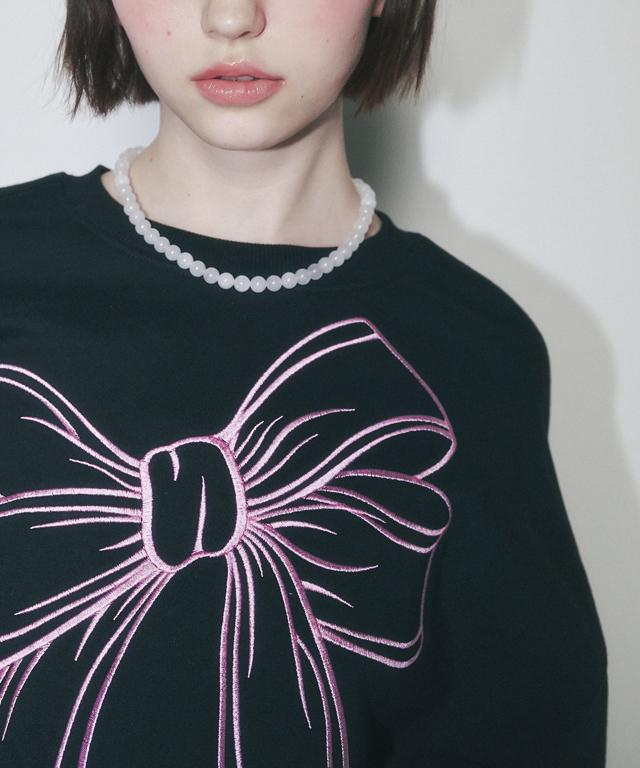 RONRON Big Ribbon Line Sweatshirt Black