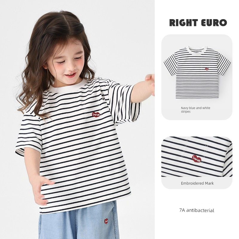 Girls' Cool Antibacterial Short-Sleeved T-Shirt 2026 New Style Kidsren's Summer Tops Kidsren's Half-Sleeved Kidsren's Clothing Fashionable