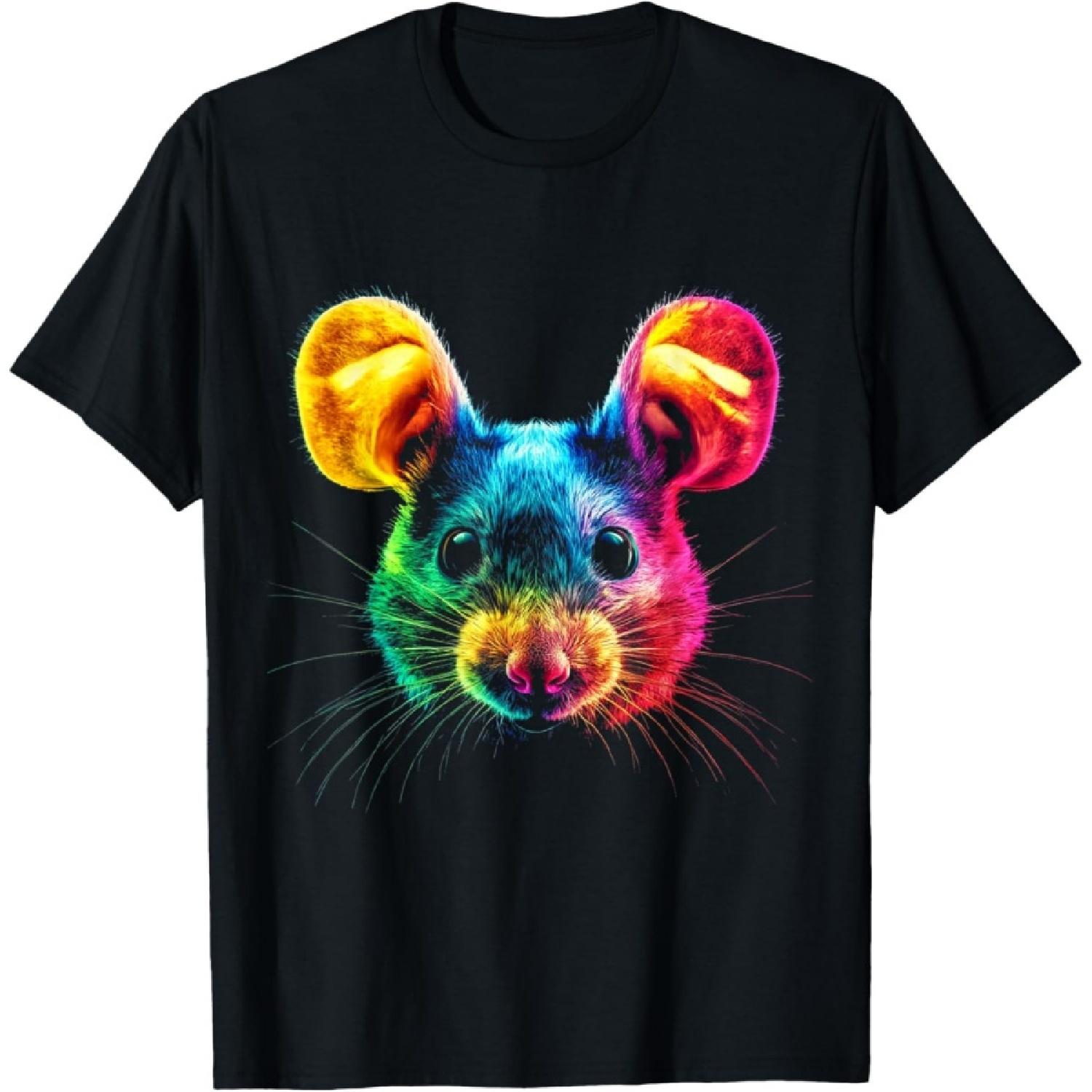 Design With A Mouse On It Rainbow Mouse On A T-Shirt(1) S чёрный