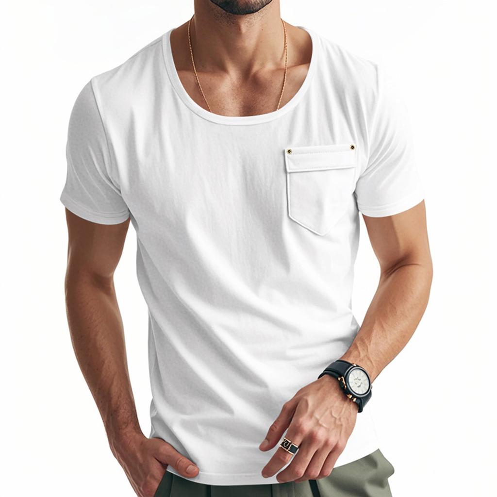 Men's Round Neck Short Sleeved Top Plus Size Casual Sports Short Sleeved Top