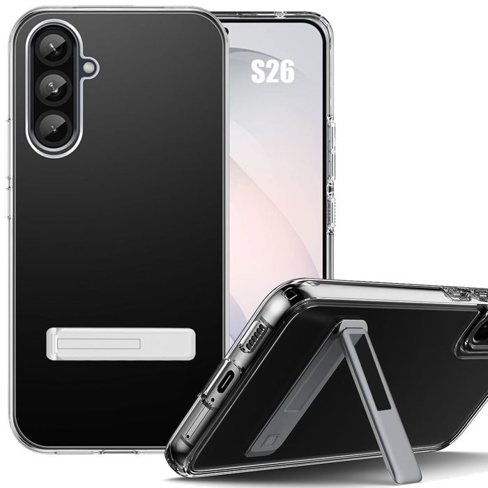 Coque pour Samsung Galaxy S26, Protection Antichoc Transparent avec Support Réglable