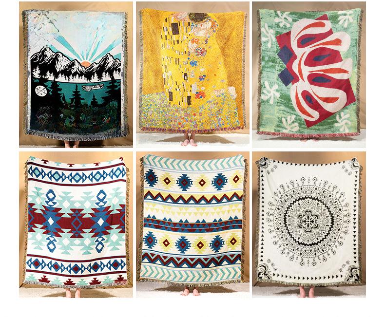 Bohemian Christmas Tapestry Blanket - Thick, Anti-Cat Claw Sofa Cover