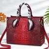 Crossbody Handheld Womens Bag With Crocodile Embossed And Silk Decoration Scarf