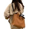 Frosted Suede One-shoulder Tote Bag Large Size Capacity Casual Crossbody Bag Caramel Brown Handbag Durable Material Women