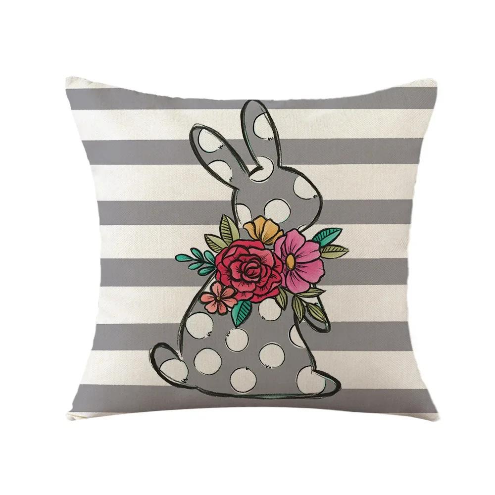 Easter Decor Pillowcases 45x45cm Linen Pillow Cover Easter Decorations Favors Pillows Cushion Cover Easter Bunny Eggs Pillowcase