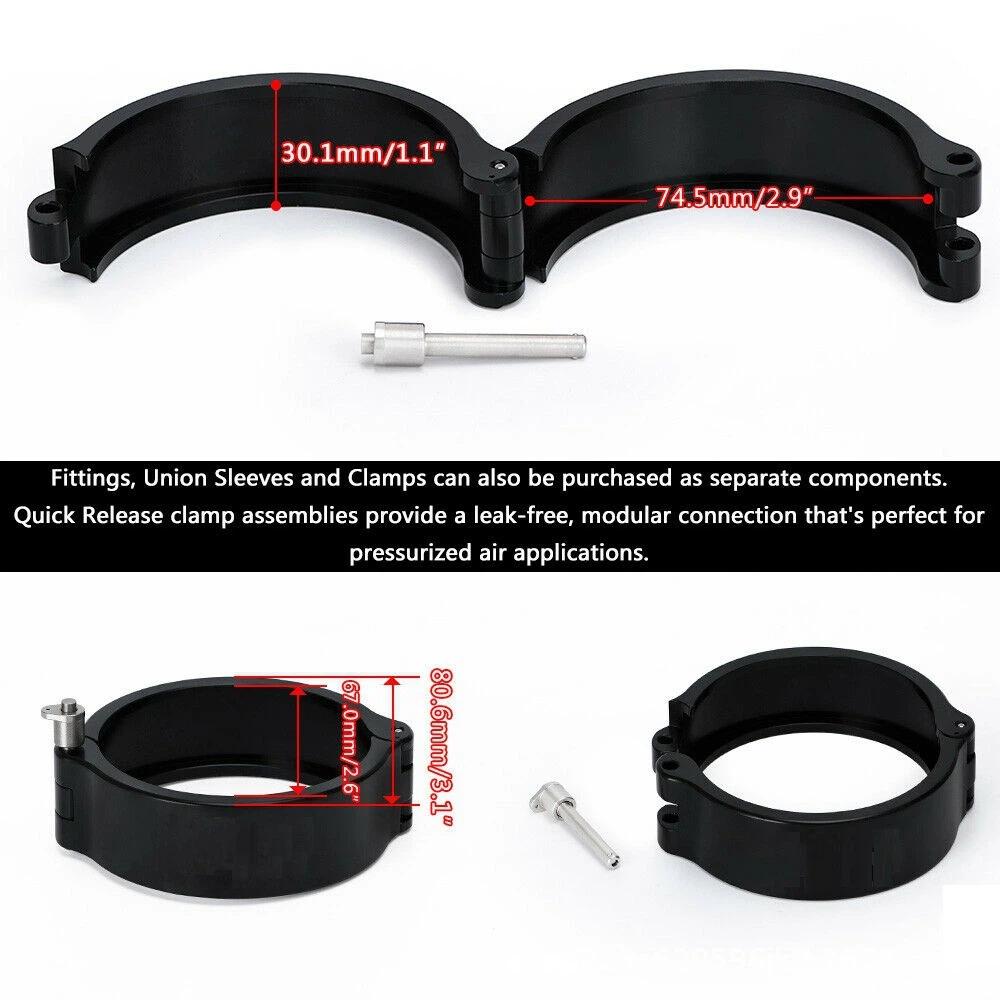 For Turbo Intake Pipe 2"/2.5"/3"/4" Aluminum Exhaust HD V-band Clamp w Flange System Assembly Anodized Clamp With Flange Kit