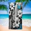 1pc, Vintage Style, Microfiber Beach Towel, 3D Blue Butterfly and Floral Pattern, Suitable for Home, Kitchen, Beach