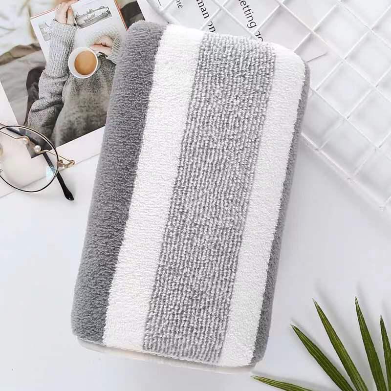

Super Absorbent Coral Fleece Bath Towel Set - Lint-Free, Wide Stripe Design, King Size 35x75cm Towel серый