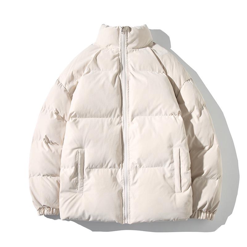 Korean Style Men's Thick Cotton Jacket - Loose, Warm, Stand-up Collar, Plus Size for Autumn & Winter