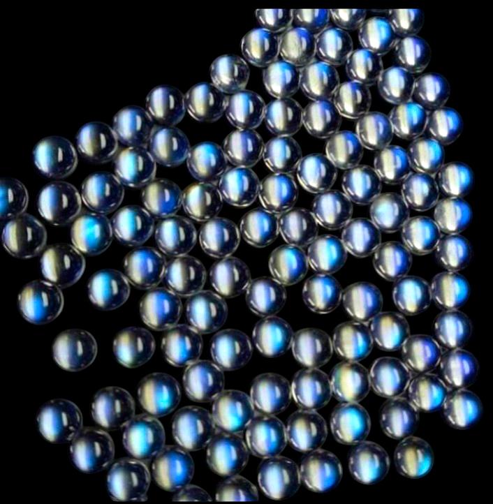 Natural 5 MM Round Moonstone Cabochon, Calibrated Size Eye Clean Blue Flashy Gemstone, 7-10 Pcs Lot. Healing Rainbow Moonstone, Loose Gemstone.