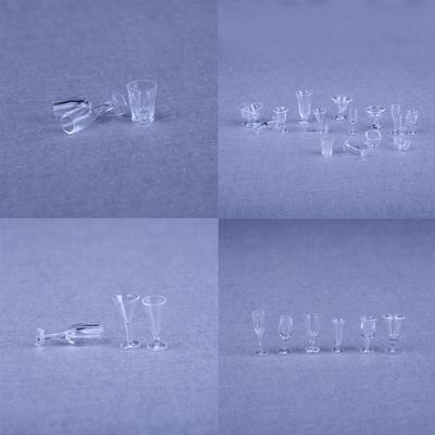 17Pcs Dollhouse Miniature Ice Cream Cups Set Toy Kitchen Dining-Room Clear