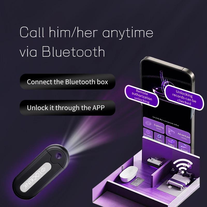 Inteligentný trezor na kľúč chastity pre mužov, zámková skrinka z ABS+živice s ovládaním cez mobilnú aplikáciu, Držiak kľúča na klietku a diaľkové odomykacie zariadenie