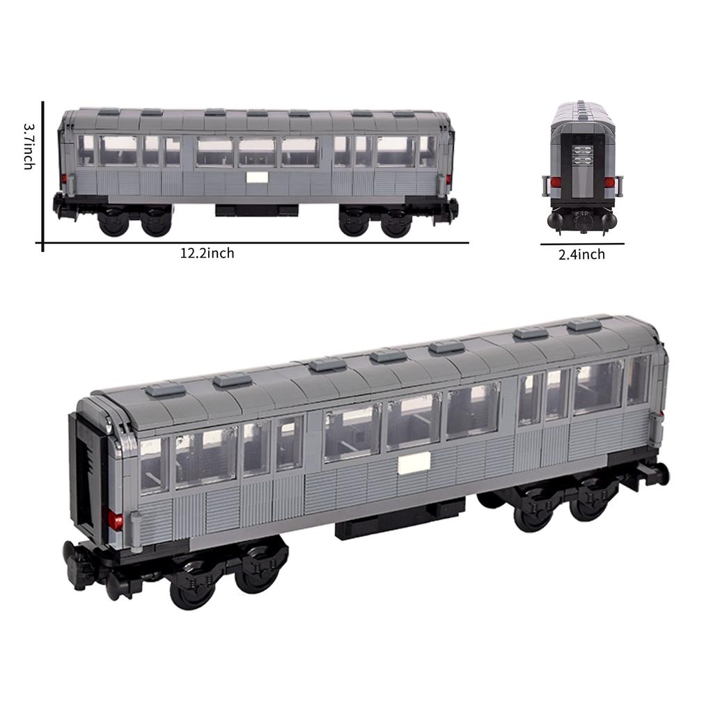 MOC Seria City Kreatywne DIY 1:Zestaw klocków budowlanych Szary Pociąg Przewozowy Metro Kolejowy Skala 32 Klocki Techniczne DIY Zestawy Zabawowe dla dzieci prezenty