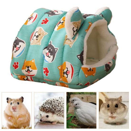 Yousheng Cozy Hamster House Small Animal Pet Sleeping Bed Cartoon Rabbit Carrot Print Squirrel Hanging Cage Guinea Pigs Mice Rat Winter Warm Pet Bed