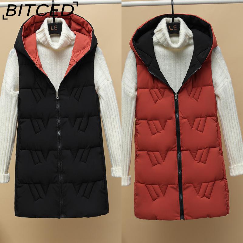 BITCED Reversible Hooded Lightweight Casual Down-Filled Quilted Vest - Slim-Fit Women's Waistcoat Jacket