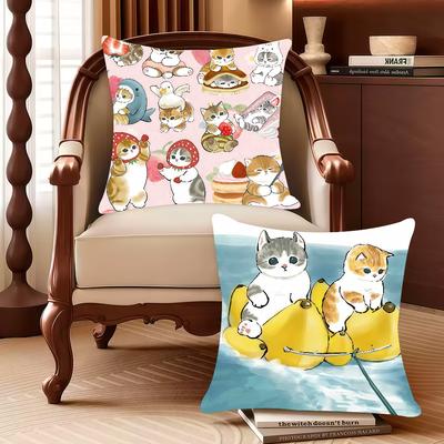 Cute M-Mofusand Cartoon Cat Pillow Case Decor Protective Covers Comfortable Soft For Sofa Living Room Home Office