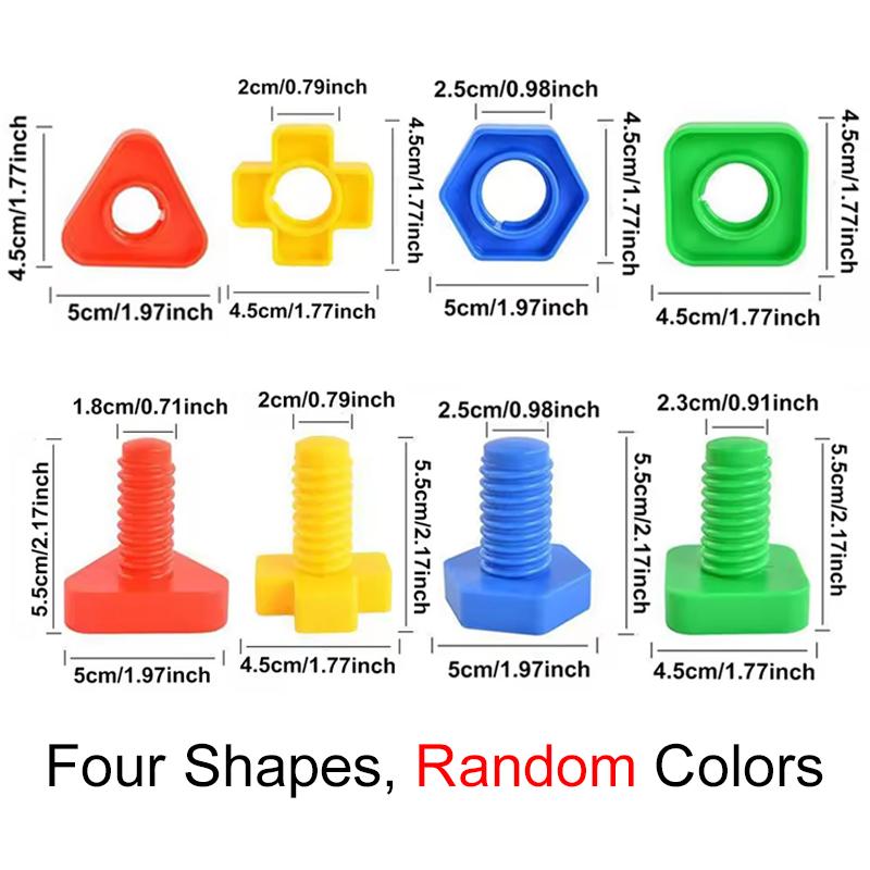 4PCS Matching Screw Random Mix Color DIY Plastic Nuts And Bolts Interactive Color Shape Cognition Montessori Educational Toy ZYF