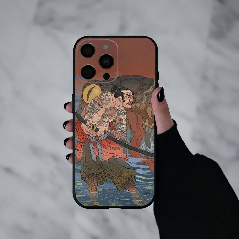 J-Japan Ukiyo-e S-Samurai Sea Phone Case For iPhone 17pro, 16,15,14,13,12,11 X XR Plus,Others Soft Black Cover