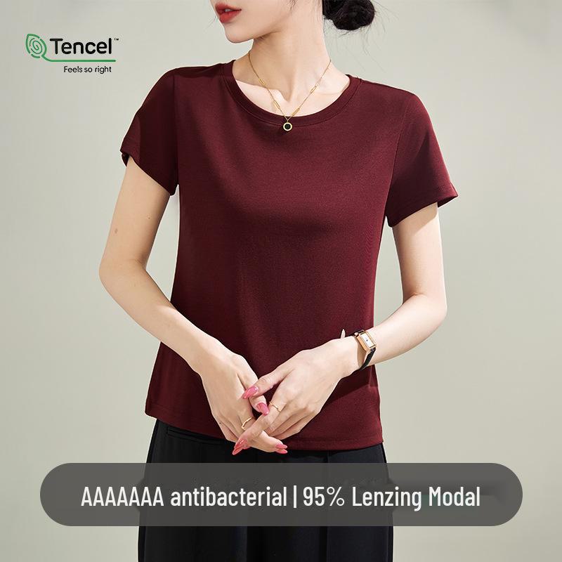 Dámské oboustranné tričko z Tencel Modalu s kulatým výstřihem a krátkým rukávem - Kolekce léto 2025