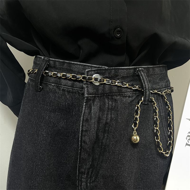 

Womens Floral Beautiful Waist Chain Belt Perfect For Trendy Dress And Looks Coat Black Chain