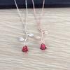 Elegant Women Enamel Rose Pendant Chain Necklace Jewelry Valentines Day Gift