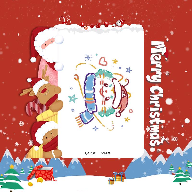 Popular Cartoon Christmas Temporary Tattoos for Kids - Cute Santa and Snowman Sticker Set