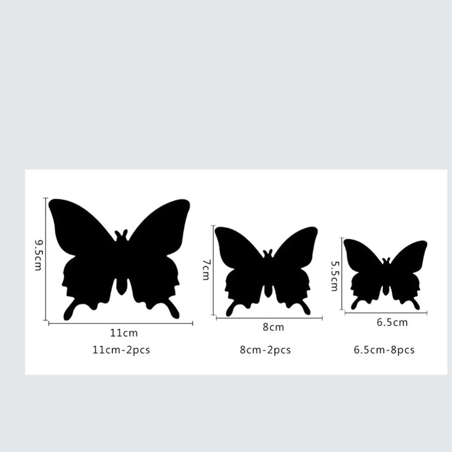 3D12pcs Butterfly Mirror Wall Sticker Self-adhesive Decal DIY Art Party Wedding Decoration Kids Room Home Decor Crystal Sticker