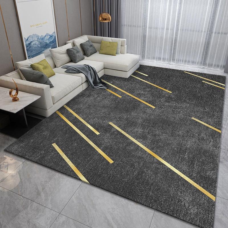 Schwarz Goldene Kreuzlinie Wohnzimmer Schlafzimmer Teppich Große Größe Minimalistisches Design Rutschfester Teppich für Heimdekor