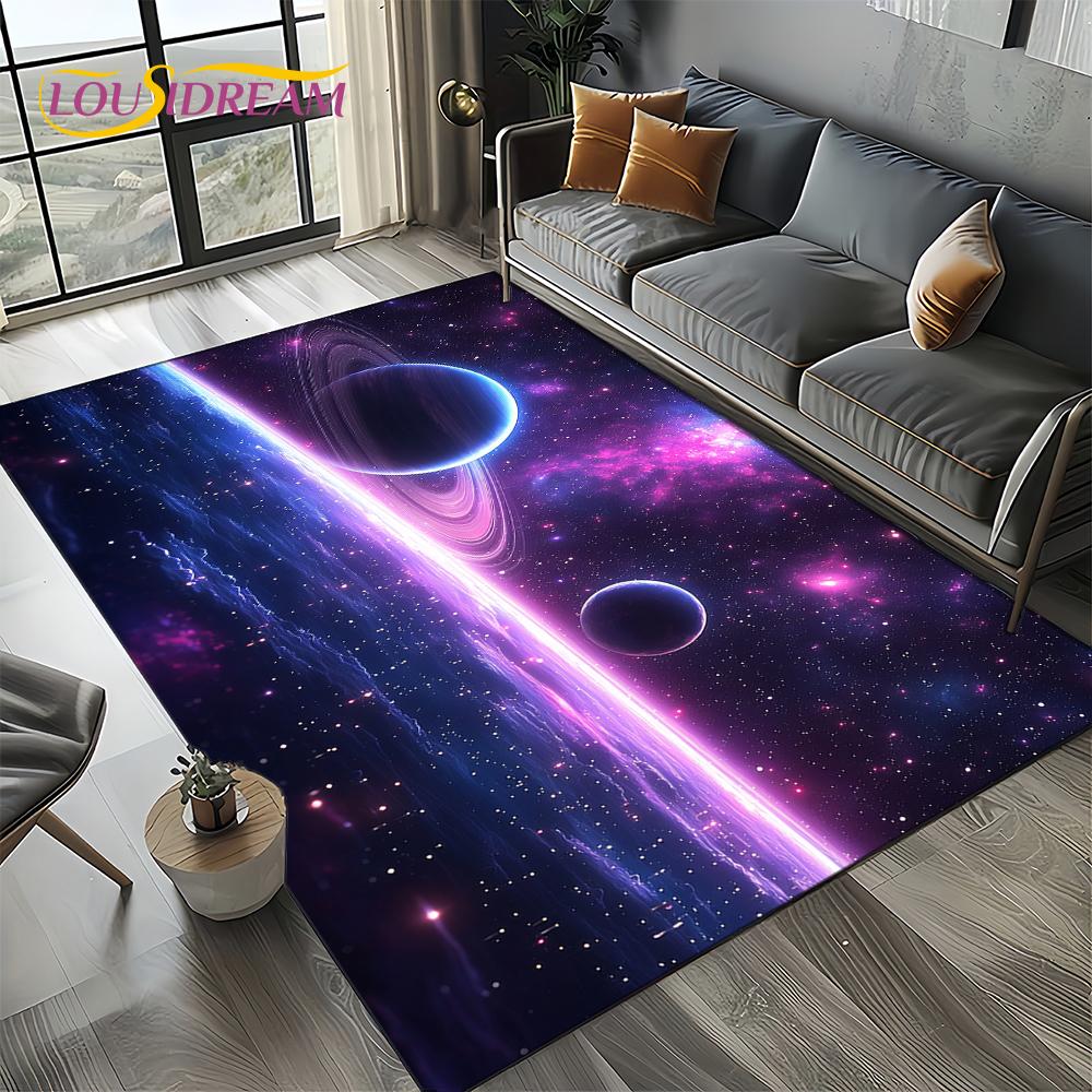 Universe Space Stars Black Hole Galaxy Earth Milky Way Carpet Rug for Living Room Bedroom Sofa Decoration,Non-slip Floor Mat