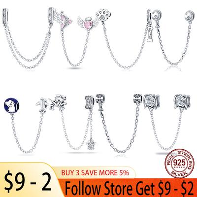 Safety Chain 925 Sterling Silver New 100% Sterling Silver 925 Floral Safety Chain with Zipper for Original Women