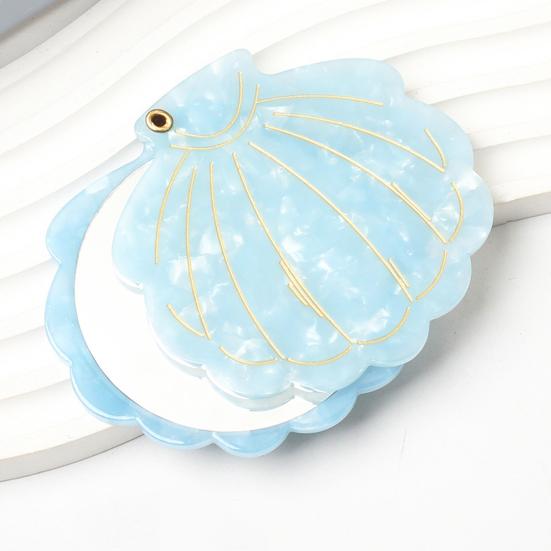 Muschelform Make-up Spiegel Tragbarer Reise Essigsäure Faltbarer Schminkspiegel Leichtgewichtiger Frauen Mädchen Handspiegel