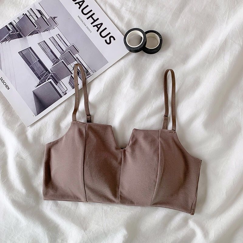 Backless Student Korean Style Women's Bra Wire-Free Thin Push-Up Sports Bra Camisole Spaghetti Strap Tank Top Underwear