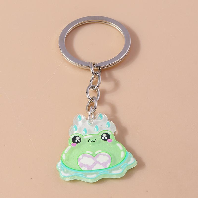Lovely Acrylic Frog Keychain Men Women Animal Keyring Pendants for Car Key Holder Handbag Decor Handmade Jewelry Gifts