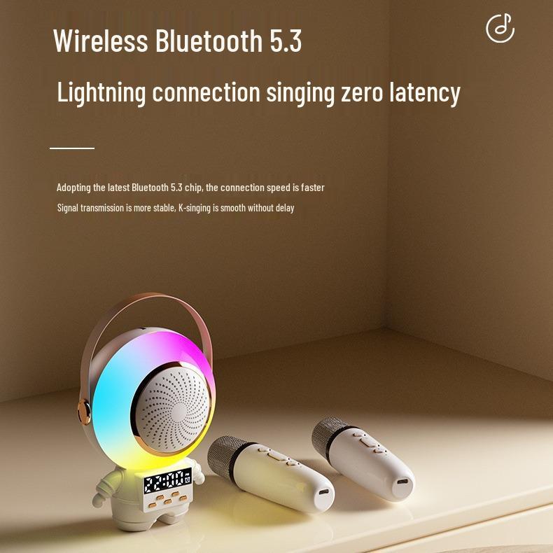 Astronaut Bluetooth Speaker & Power Bank with Wireless Microphone, Alarm Clock, and Atmosphere Light.