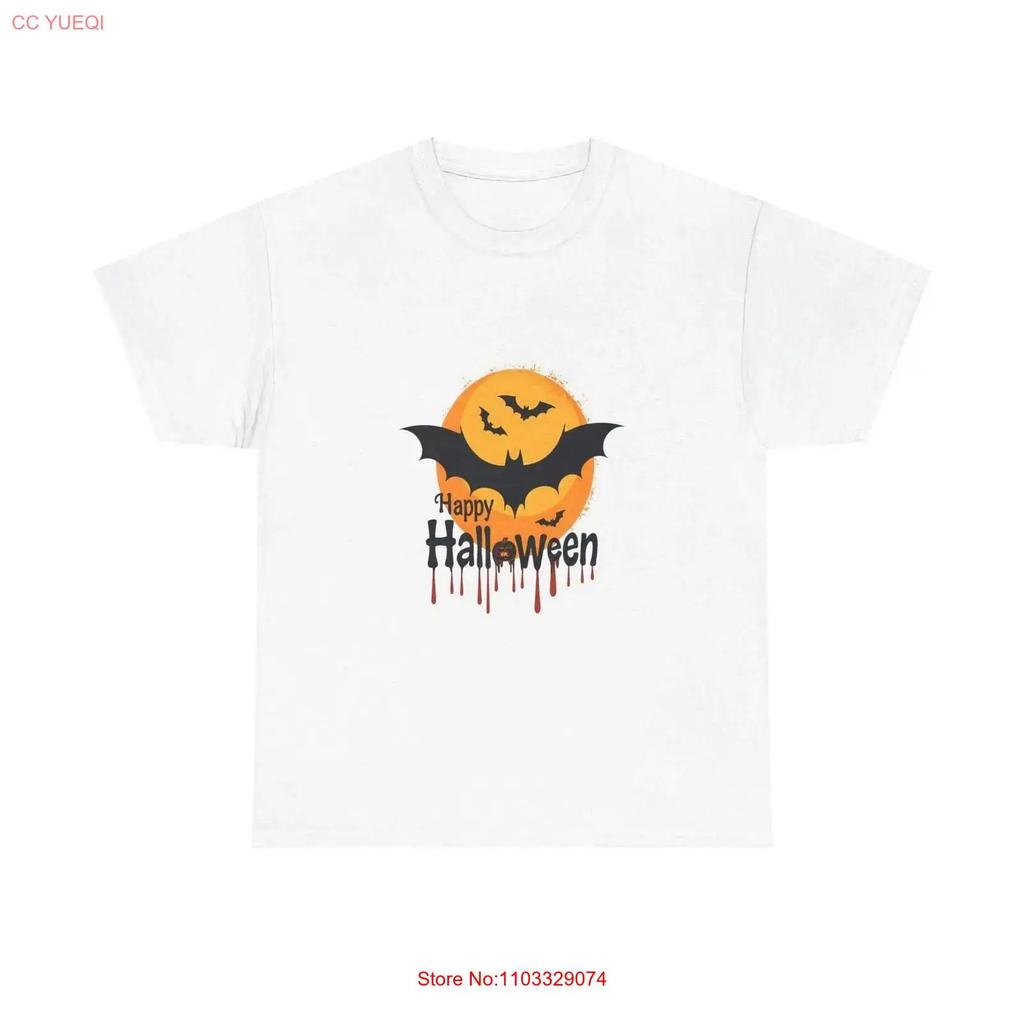 Happy Halloween Bat Moon T Shirt Spooky Dripping Horror Vintage Washed Designer Clothes Comfortable Breathable Homme Fashion