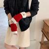 1Pair Fingerless Gloves Solid Color Plush Warm Knitted Soft Half-Finger Flexible Cold-proof