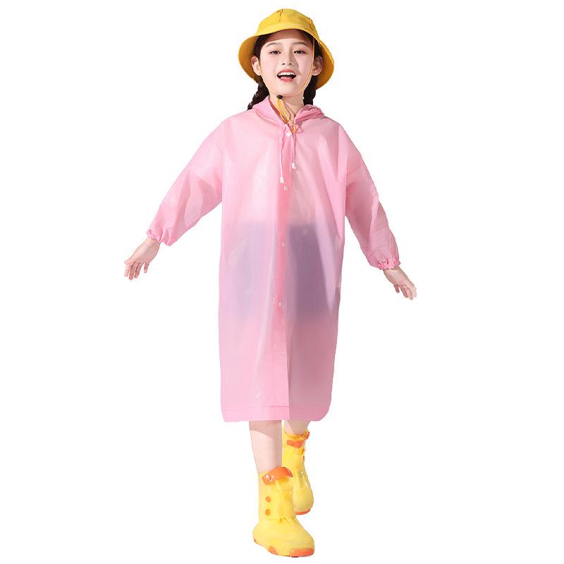 Children's Transparent Long Rain Poncho with Backpack Cover - Thickened and Storm-Proof for School Use