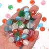 10-30pcs Cat Eye Cabochon Beads Natural Stone Beads Round Flat Back Spacer Stone Beads  For Jewelry Making DIY Bracelet Necklace