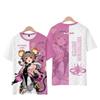 Spiel Anime Charakter 3D Gedrucktes T-Shirt, Beidseitig Rot Weiß Grafik Kurzarm Lässiges Streetwear Oberteil
