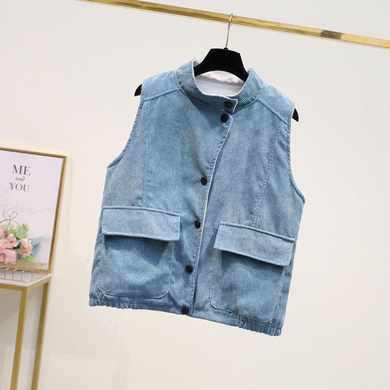 Vest for Women Cotton Winter Sleeveless Tops Vest Vintage Solid-Color Button Thickened Casual V-neck Vest