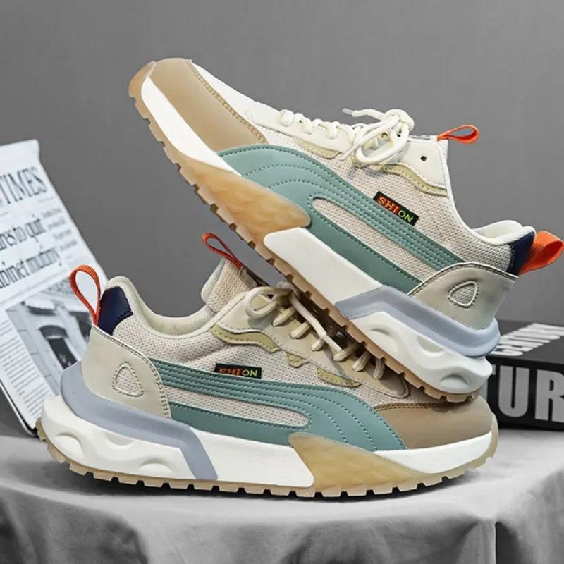 Fashion Men's Sneakers Luxury Brand Casual Shoe New Mesh Breathable Sport Running Shoes for Men Lace Up Platform Trainer Tenis Masculino