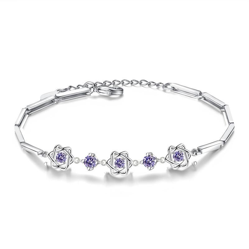 Sterling Silver Bracelet, Japanese And Korean Style, Elegant Women's Accessory, Six-Pointed Star Bracelet, Jewelry Gift