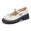 Foam Bottom Mary Jane Bow Women's Shoes 2025 Autumn Thick Sole Height Increase Velcro Shallow Mouth Single Shoes Small Leather Shoes