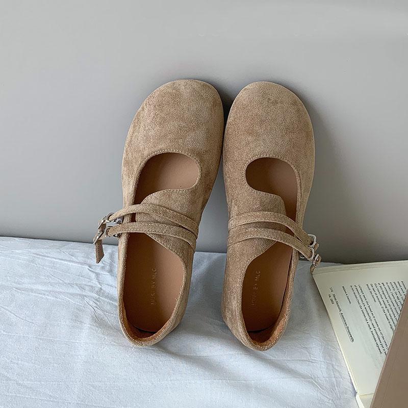 Mode Schnallenriemen Damen Mary Janes Ballerinas Schuhe Weiblich Flachschuhe Runde Zehenpartie Damen Ballerinas Mit Schuhen