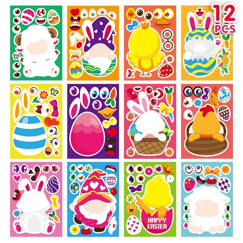 Anime-Inspired Easter Puzzle: Cute Cartoon Animal Face Stickers for Kids & Parents